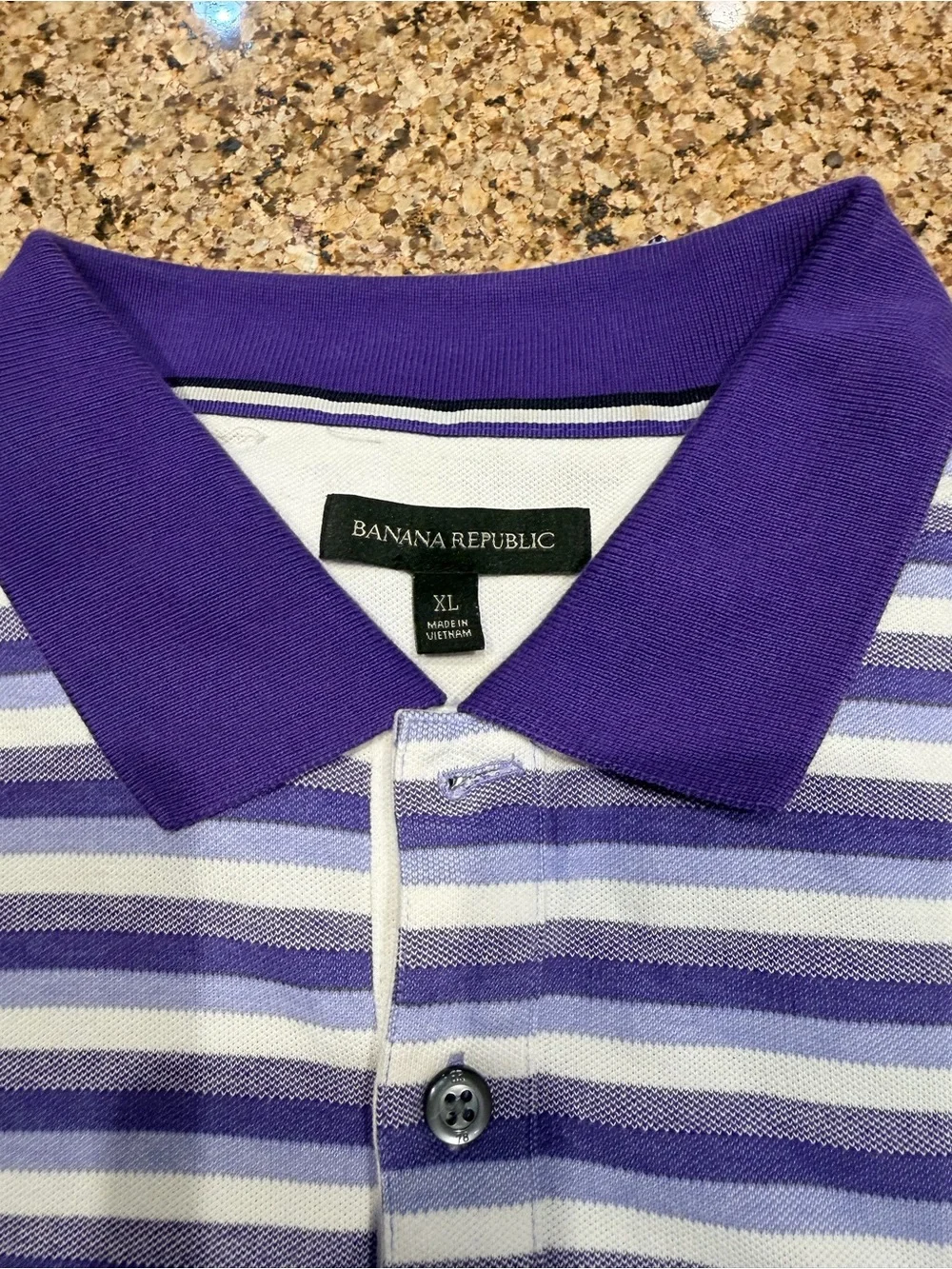 Banana Republic Purple and White Striped Polo